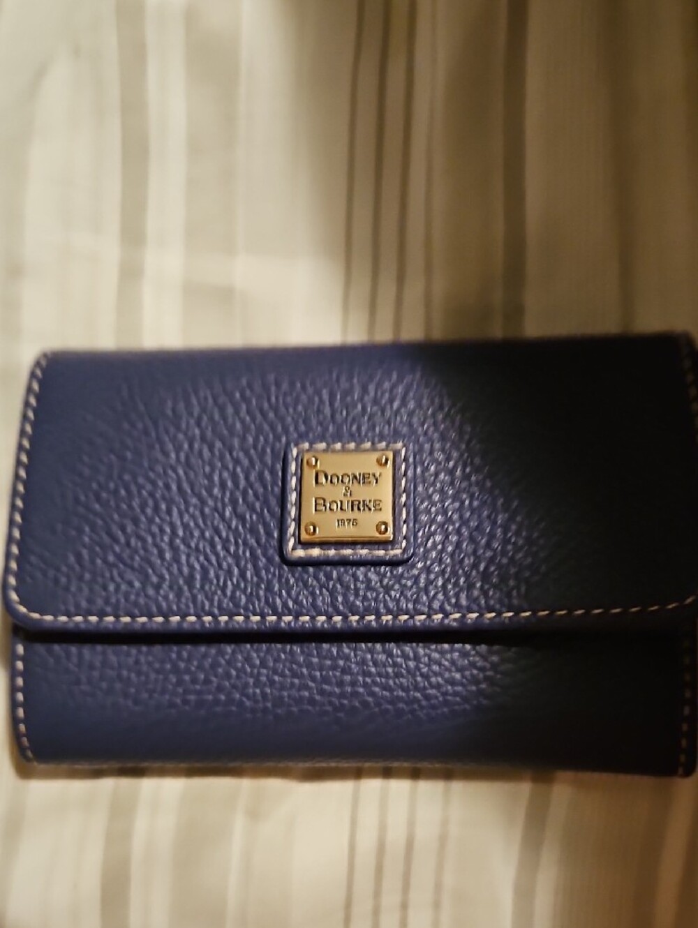 Dooney & Bourke Navy Pebbled Leather Trifold Card & Key Holder